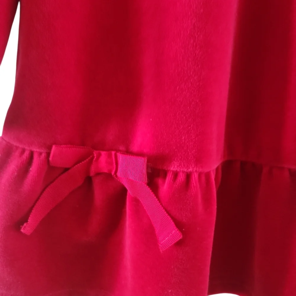 Hanna Andersson Red Dress Size 75 cm / 12-18 mos Drop Waist Long Sleeves Bow